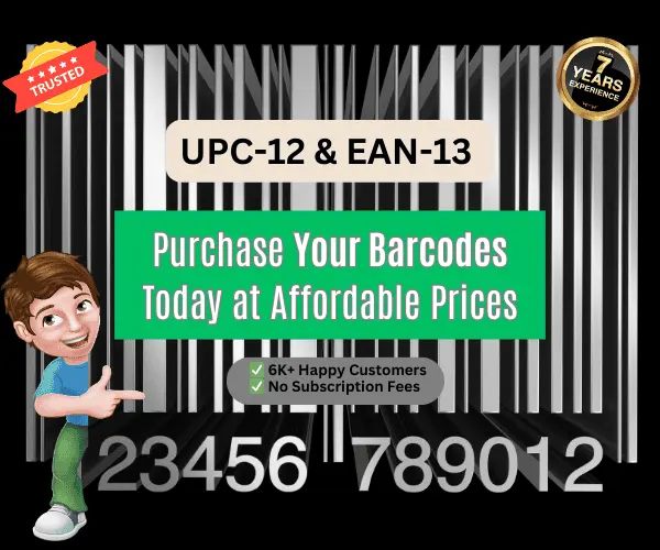 Affordable GS1 verified UPC and EAN barcodes for Amazon and eBay with instant digital delivery and no hidden fees.